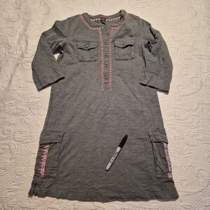 Tea Collection girls size 12 green dress 3/4 sleeve embroidered 1 hole pictured